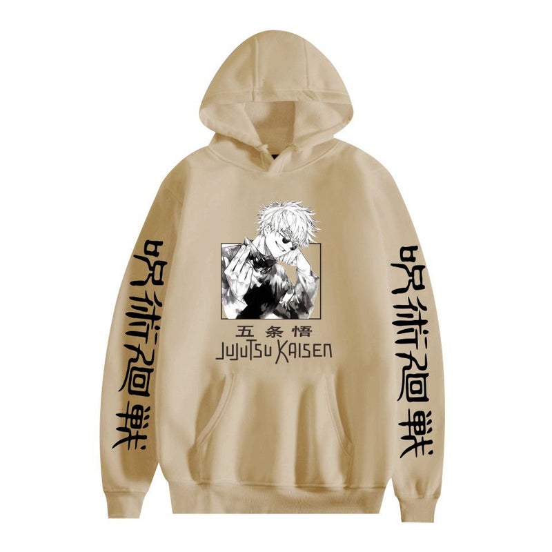Jujutsu Kaisen Five-Piece Wu Mantra Back War Dog Roll Spring Hooded Sweater Boys And Girls Pullover European Size - Image 5