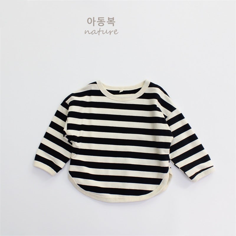 Girls' Base Shirt Spring New Children's T-shirt Long Sleeve Class A Korean-style Boys' Top Striped Casual All-match Cotton