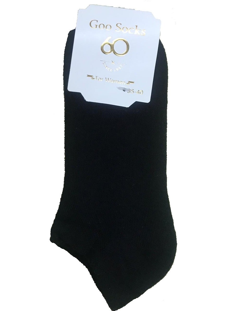 Goo Socks - 6 Pairs Black Color Booties Socks - Image 1