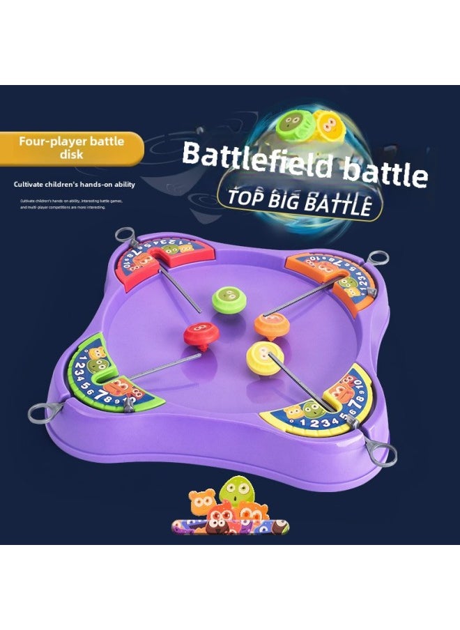 Generic - Hot Children's Multi-player Competitive Battle Top Pull Top Battle Plate Desktop Parent-child Interactive Toys-Color:RYB1500-1 Four-person - Image 1