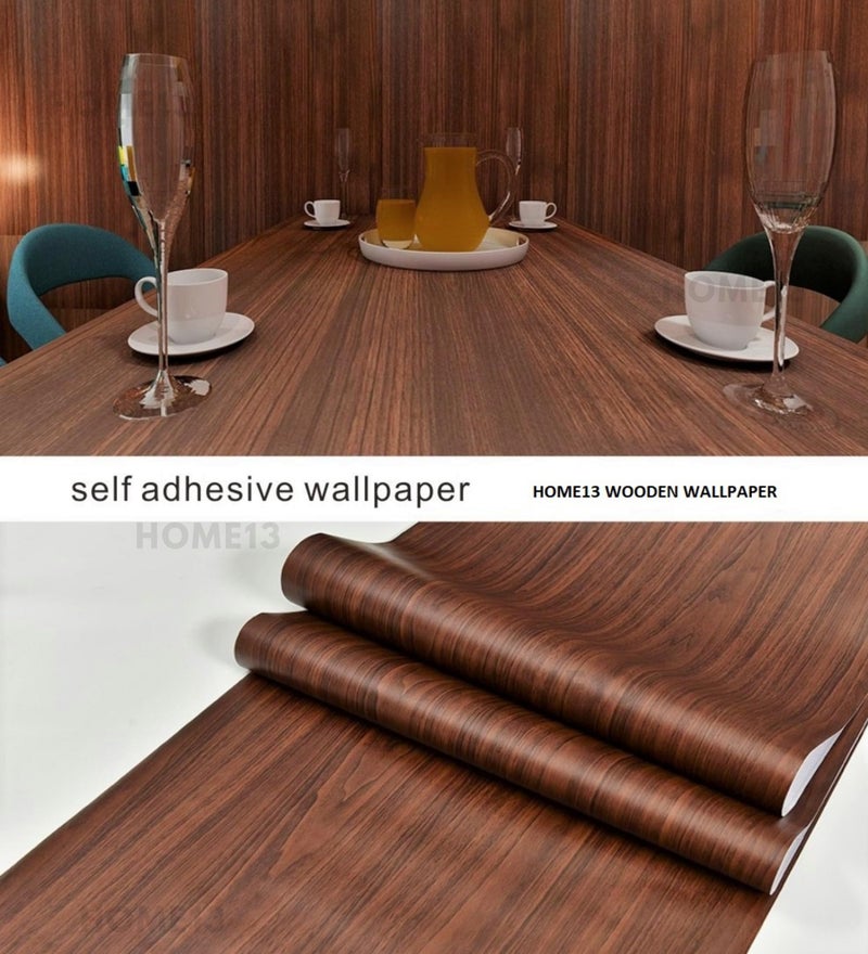 HOME13™ Wooden Wallpaper Peel and Stick Self Adheisve Removable Wood Grain Contact Paper Vinyl Decorative Wallpaper for Kitchen Desk Cabinets Shelf Drawers Liner (24 x 48 Inch, Brown Black Wooden) - Image 4