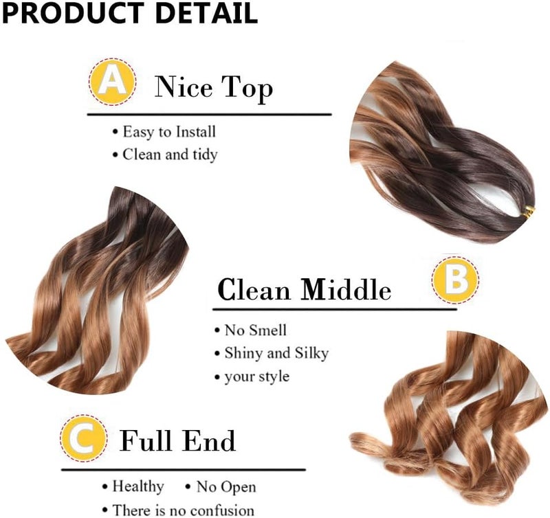 FALEMEI French Curl Braiding Hair 12 Inch 8 Packs Curly Braiding Hair Pre Stretched French Curls Braiding Extension Curl Crochet Braids Spiral Extensions (OT4/30#, 12 Inch (Pack of 8)) - Image 4