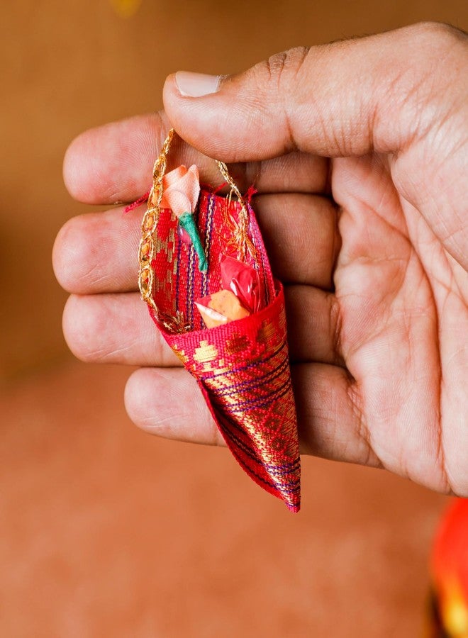Desi Favors Cone Shaped Haldi Kumkum | Haldi & Kumkum Pooja Gift, Housewarming Gifts, Wedding Gift - Made in India - Yellow & Red - 3 Inch (Pack of 10) - Image 3
