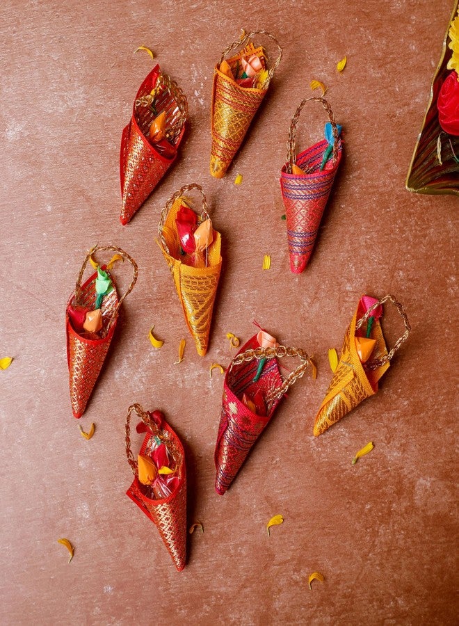 Desi Favors Cone Shaped Haldi Kumkum | Haldi & Kumkum Pooja Gift, Housewarming Gifts, Wedding Gift - Made in India - Yellow & Red - 3 Inch (Pack of 10) - Image 2