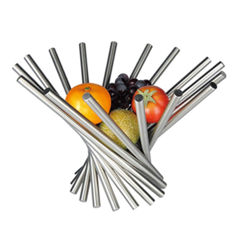 Stainless Steel Foldable Fruit Vegetable Basket Serving Bowl For Home Tabletop - Image 4
