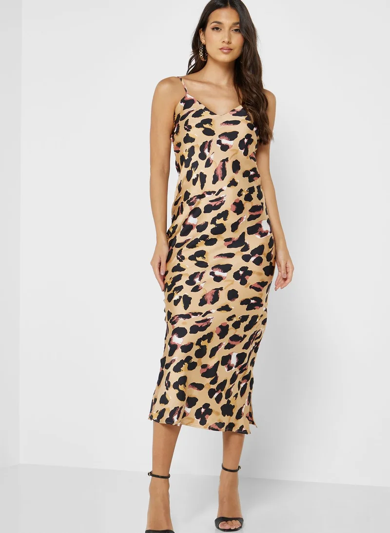 Never fully Dressed Strappy Leopard Print Dress