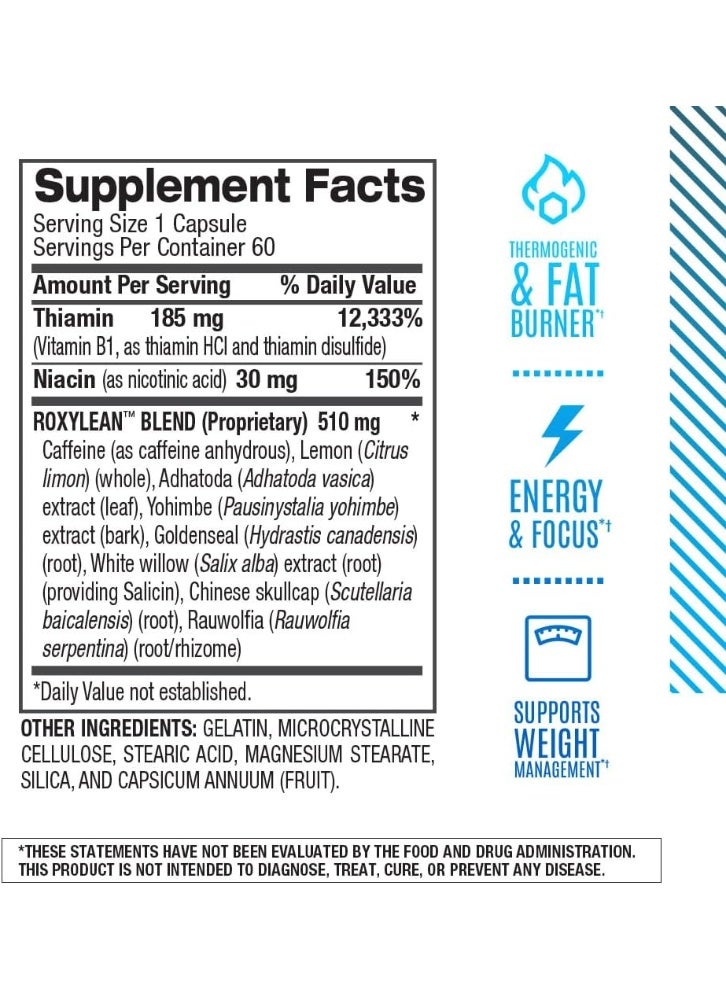 BPI Sports RoxyLean by BPI Sports – Advanced Fat Burner for Men & Women | Appetite Control & Mental Focus, 60 Caps - Image 3