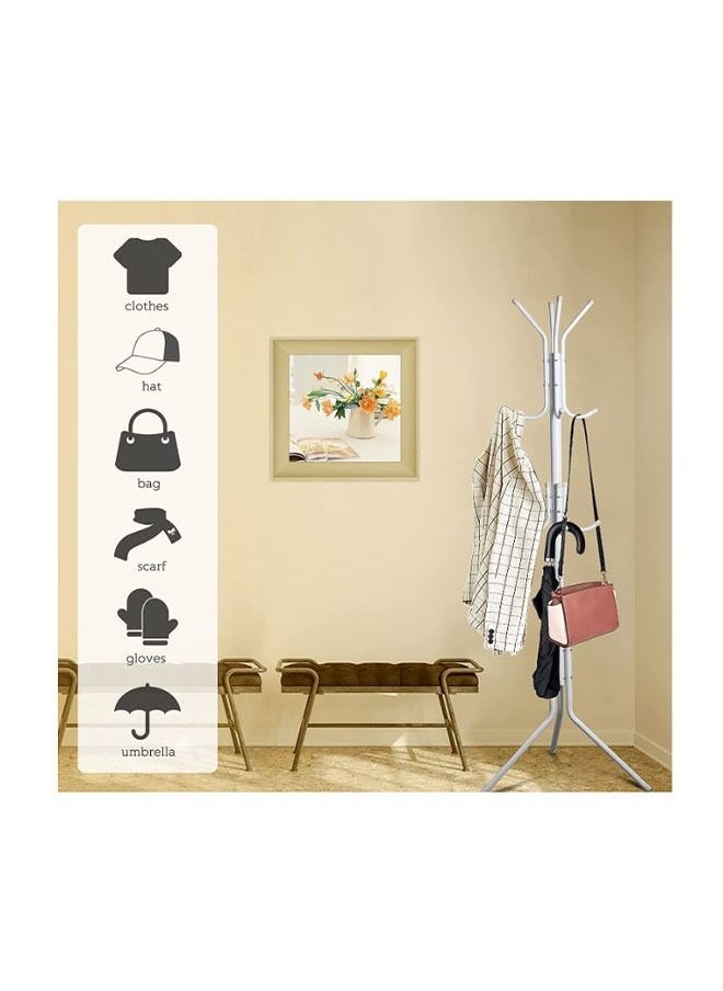 Arabest Metal Coat Rack, Clothes Hanger, Hat Handbag Hook, 175cm High, Easy Assemble Hat Rack Freestanding Clothes Rack, Entrance Bedroom Office. (white)  - Image 5