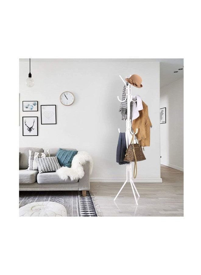 Arabest Metal Coat Rack, Clothes Hanger, Hat Handbag Hook, 175cm High, Easy Assemble Hat Rack Freestanding Clothes Rack, Entrance Bedroom Office. (white)  - Image 3