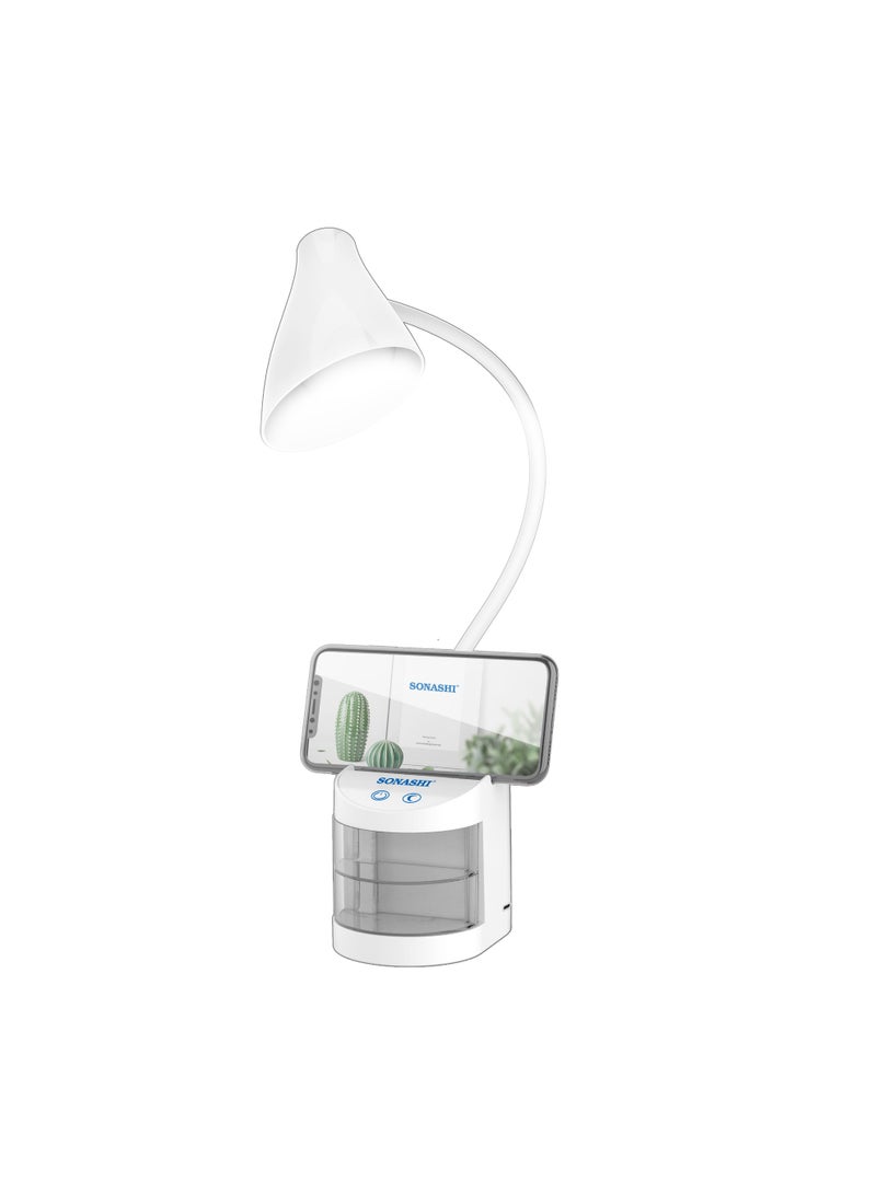 SONASHI Rechargeable LED Lamp | 12+8 Bright LEDs with Touch Switch | 4 Light Modes (Low, Bright, Super Bright, Night Light) | Type-C Fast Charging with 1200mAh Battery | Adjustable Tube with Pen, Phone Holder & Storage Box | STL-008 - Image 4