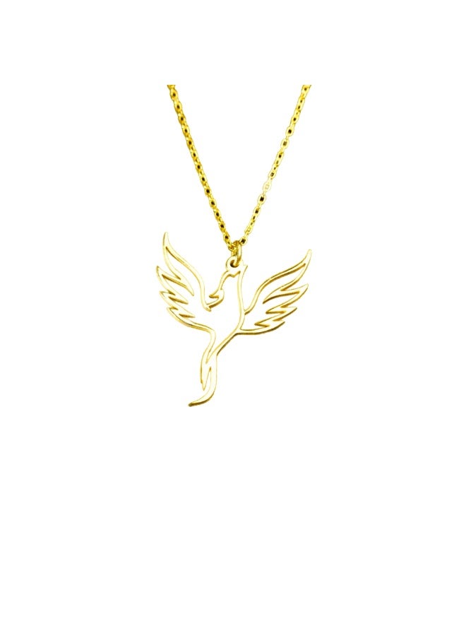 Julia Store Dainty 18k Gold Plated Stainless Steel Elegant Simple Trendy Phoenix High Polished Fire Bird Necklace Geometric Phoenix Pendant Necklace Jewelry Gift - Image 1