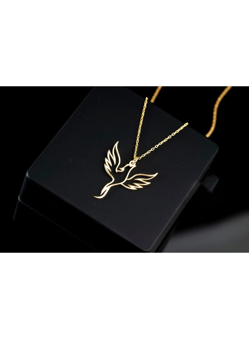 Julia Store Dainty 18k Gold Plated Stainless Steel Elegant Simple Trendy Phoenix High Polished Fire Bird Necklace Geometric Phoenix Pendant Necklace Jewelry Gift - Image 2