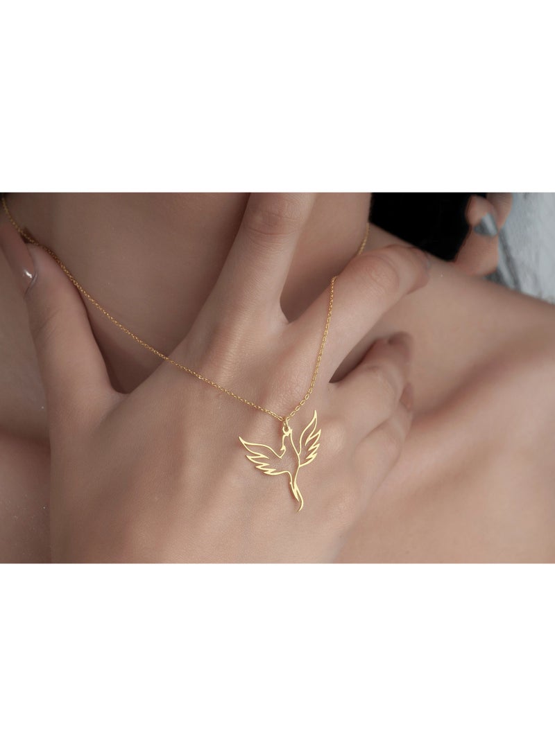 Julia Store Dainty 18k Gold Plated Stainless Steel Elegant Simple Trendy Phoenix High Polished Fire Bird Necklace Geometric Phoenix Pendant Necklace Jewelry Gift - Image 4