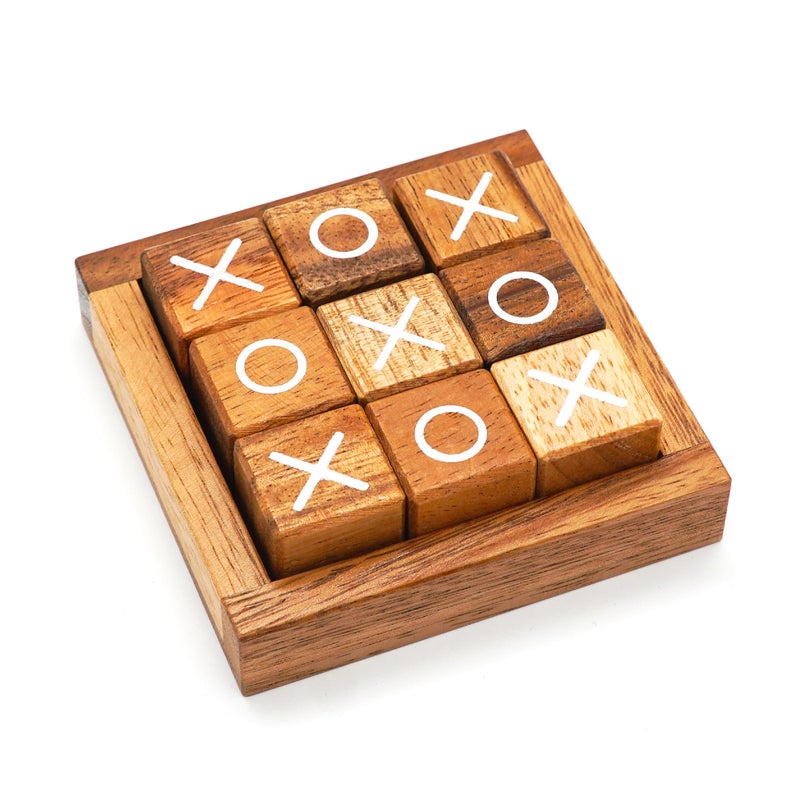 BSIRI Tic Tac Toe for Kids and Adults Coffee Table Living Room Decor and Desk Decor Family Games Night Classic Board Games Wood Rustic for Families Size 4 Inch - Image 2