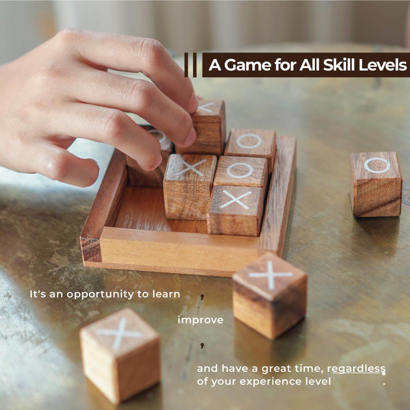 BSIRI Tic Tac Toe for Kids and Adults Coffee Table Living Room Decor and Desk Decor Family Games Night Classic Board Games Wood Rustic for Families Size 4 Inch - Image 5