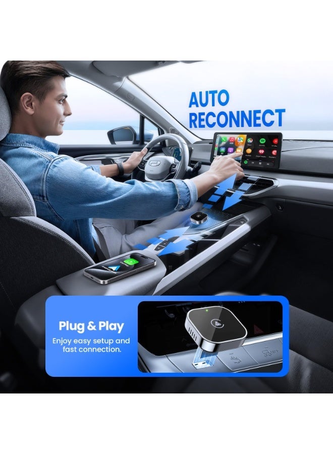 Teeran محول لاسلكي صغير 2 في 1 لـ CarPlay وAndroid Auto، سهل الإعداد والتوصيل والتشغيل، سريع الاستخدام، يدعم أكثر من 1000 سيارة مزودة بنظام CarPlay/Android Auto سلكي مدمج، محول سيارة صغير وأنيق - Image 5