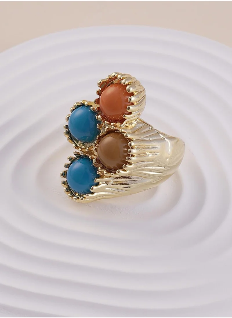 SOHI The Regalis Stone-Studded Statement Adjustable Finger Ring