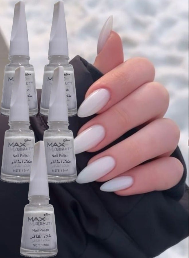 ماكس بيوتي 5 قطع طلاء اظافر سريع الجفاف ابيض - Image 1