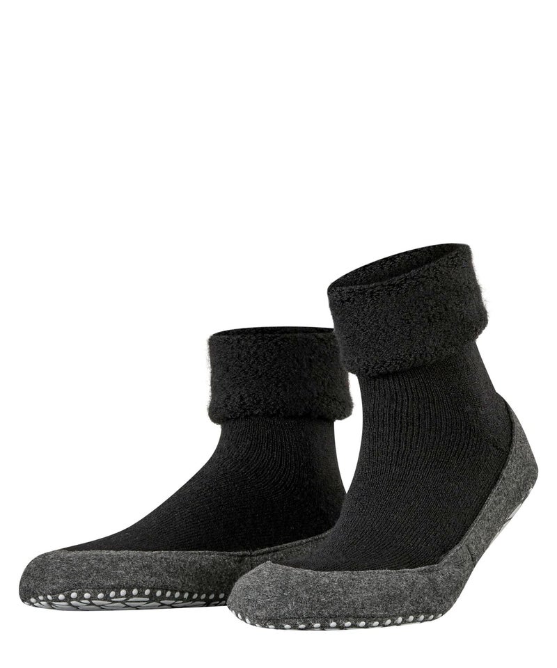 FALKE Men's Cosyshoe Slipper Socks, Cozy Warm, Merino Wool, Thick House Socks for Winter and Fall, Grips On Sole, Black (Black 3000), 8-9, 1 Pair - Image 1