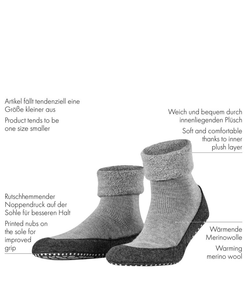 FALKE Men's Cosyshoe Slipper Socks, Cozy Warm, Merino Wool, Thick House Socks for Winter and Fall, Grips On Sole, Black (Black 3000), 8-9, 1 Pair - Image 2
