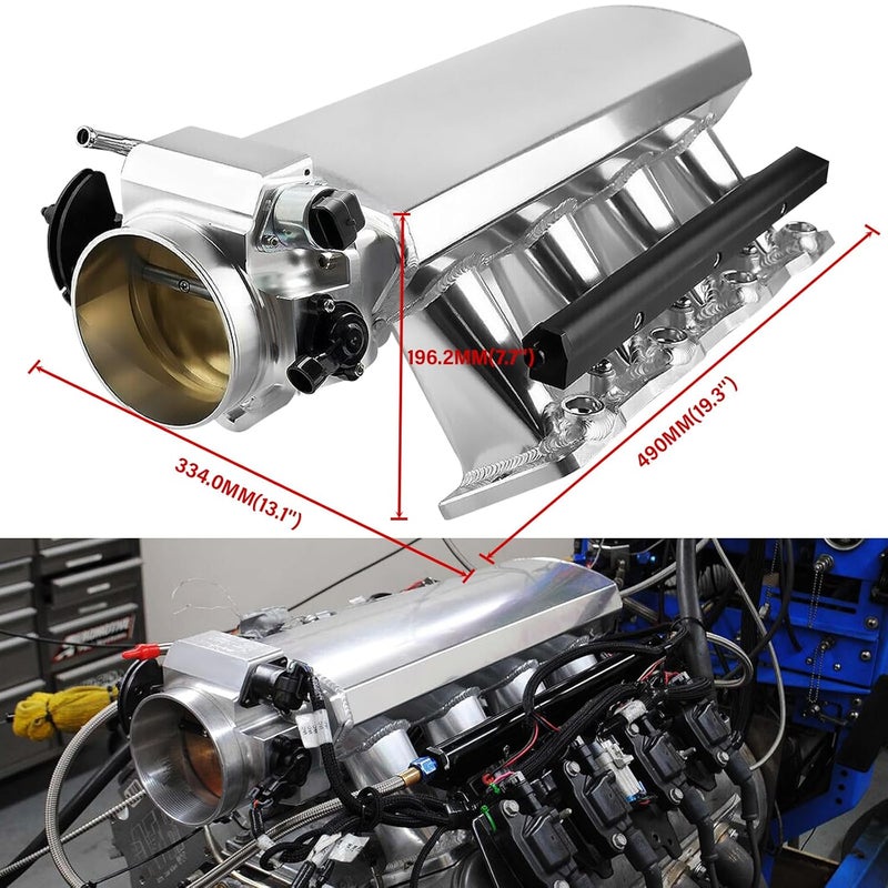 Endxedo مجمع سحب 102 مم مع قضبان الوقود وجسم الخانق لسيارات شيفروليه LS1 LS2 LS6 5.3L 6.0L 5.7L - فضي - Image 3