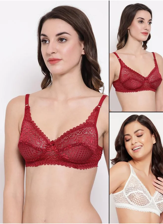 Clovia Clovia Pack of 2 - Lace Non-Padded Non-Wired Full Cup Bra