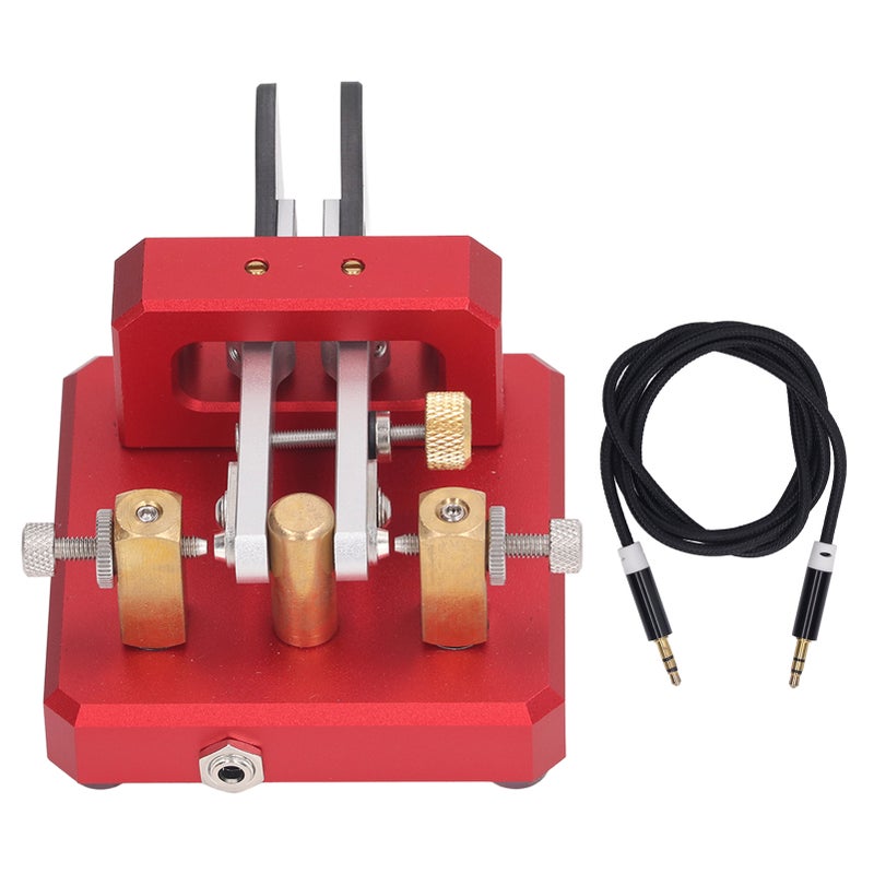 Morse Code Key Double Paddle Automatic CW Shortwave Telegram Tapper for Training Red - Image 1