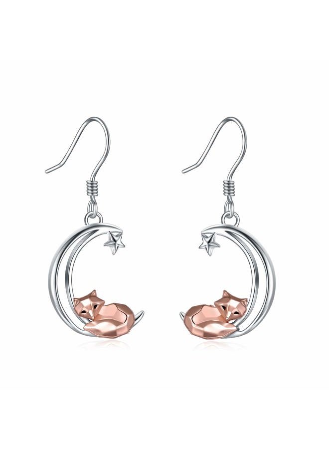 ONEFINITY Sterling Silver Fox/Frog Earrings for Women Origami Fox/Frog Moon Dangling Dangle Drop Earrings for Women Mom - Image 1