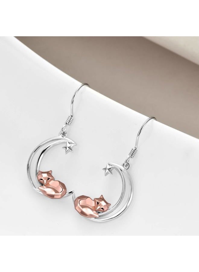 ONEFINITY Sterling Silver Fox/Frog Earrings for Women Origami Fox/Frog Moon Dangling Dangle Drop Earrings for Women Mom - Image 3