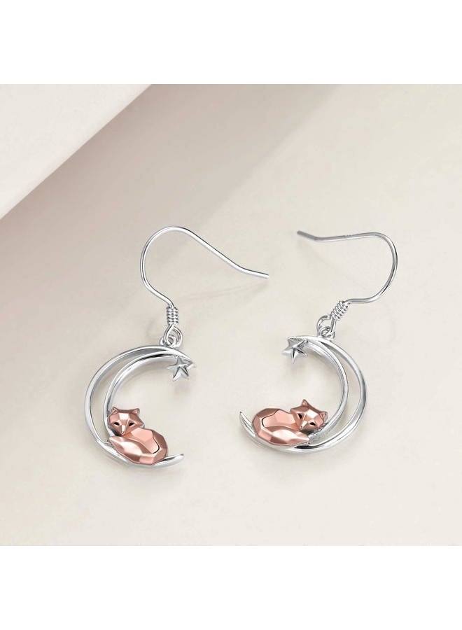 ONEFINITY Sterling Silver Fox/Frog Earrings for Women Origami Fox/Frog Moon Dangling Dangle Drop Earrings for Women Mom - Image 4
