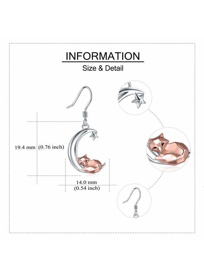 ONEFINITY Sterling Silver Fox/Frog Earrings for Women Origami Fox/Frog Moon Dangling Dangle Drop Earrings for Women Mom - Image 5