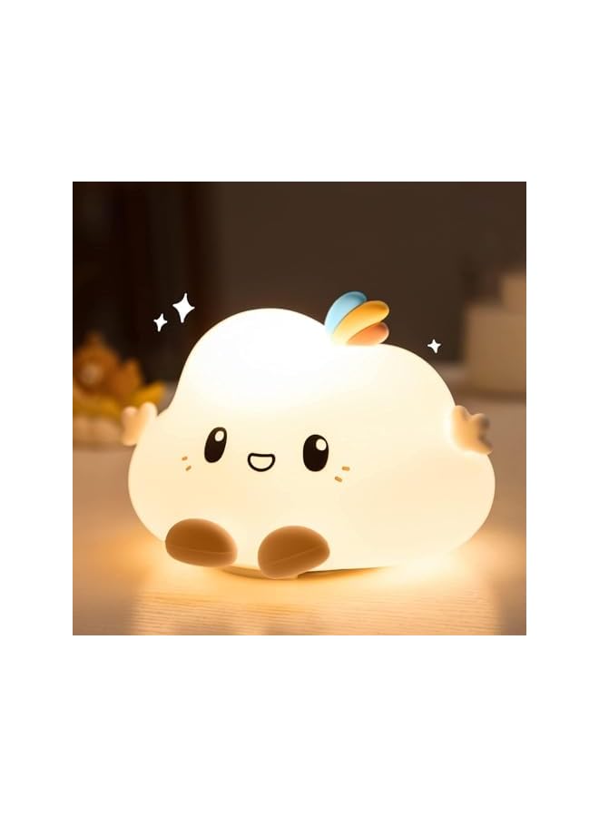 The Bros مصباح سحابة ليلي للأطفال مع جهاز تحكم عن بعد LED سيليكون يتغير لونه قابل للضغط ناعم محمول قابل لإعادة الشحن عبر USB لغرفة النوم - Image 2