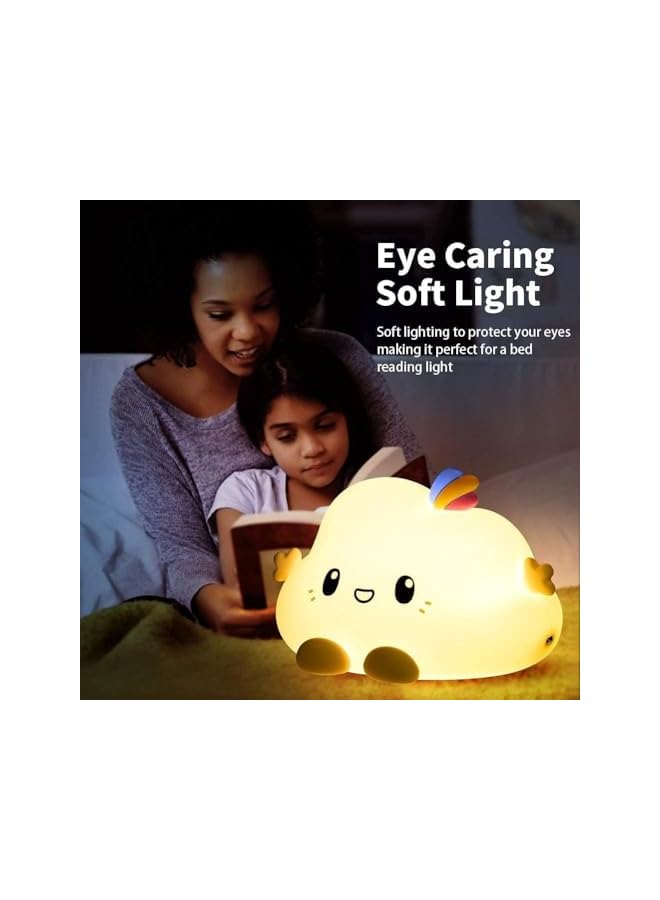 The Bros مصباح سحابة ليلي للأطفال مع جهاز تحكم عن بعد LED سيليكون يتغير لونه قابل للضغط ناعم محمول قابل لإعادة الشحن عبر USB لغرفة النوم - Image 3