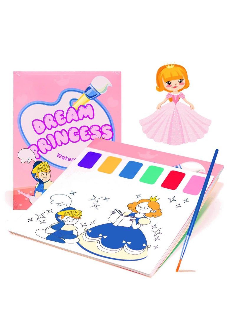 SYOSI Paint with Water Books, Watercolor Coloring Book for Kids Ages 4 to 8, Watercolor Painting Book for Toddlers Ages 1 to 3, Magic Art Craft Gift for Drawing, Princess Theme - Image 1