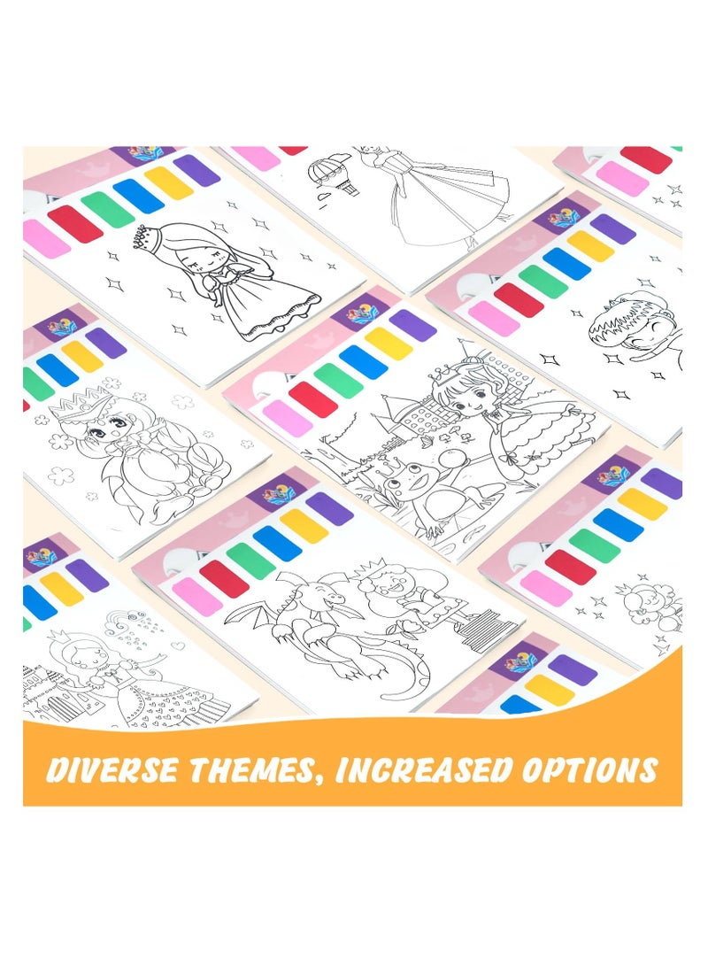 SYOSI Paint with Water Books, Watercolor Coloring Book for Kids Ages 4 to 8, Watercolor Painting Book for Toddlers Ages 1 to 3, Magic Art Craft Gift for Drawing, Princess Theme - Image 2