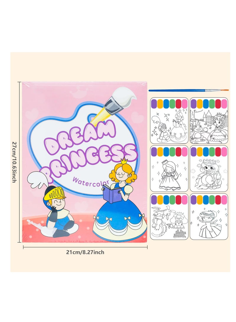 SYOSI Paint with Water Books, Watercolor Coloring Book for Kids Ages 4 to 8, Watercolor Painting Book for Toddlers Ages 1 to 3, Magic Art Craft Gift for Drawing, Princess Theme - Image 5