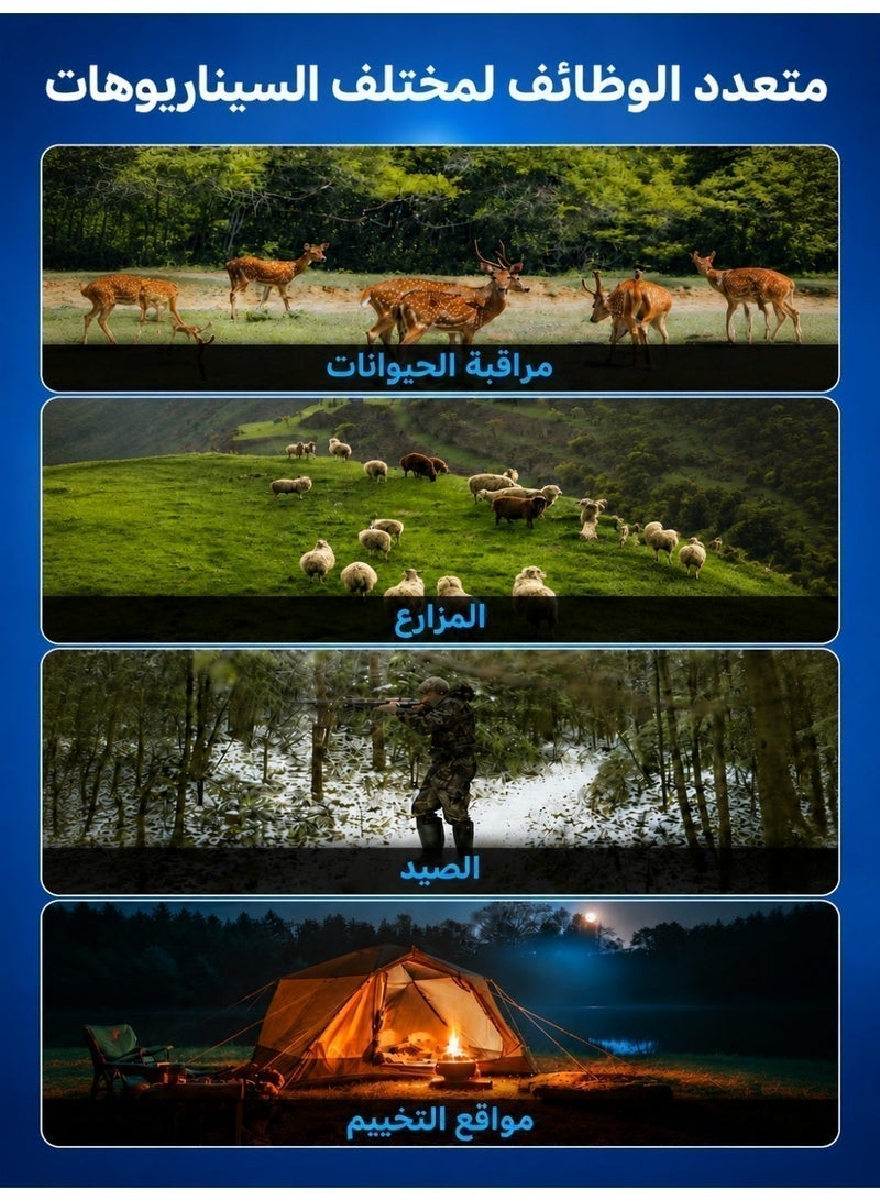 منظار رؤية ليلية عالي الطاقة بالأشعة تحت الحمراء – تصوير فيديو وصور عالية الدقة مع قياس درجة الحرارة، بطارية 2000 مللي أمبير وذاكرة 12 جيجابايت، لمراقبة الطيور والصيد والتخييم والرياضات الخارجية - Image 5
