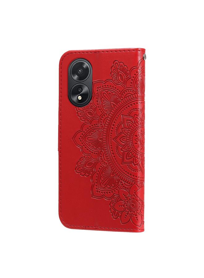 S-TOP Case For OPPO A38 4G / A18 4G Global Seven-petal Flowers Embossing Leather Phone Case - Image 2