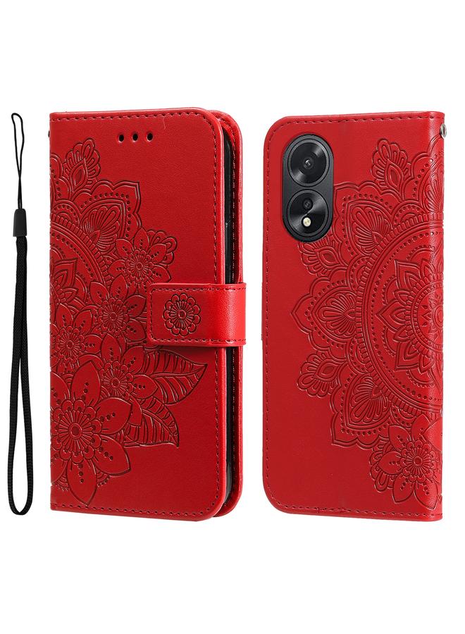 S-TOP Case For OPPO A38 4G / A18 4G Global Seven-petal Flowers Embossing Leather Phone Case - Image 1