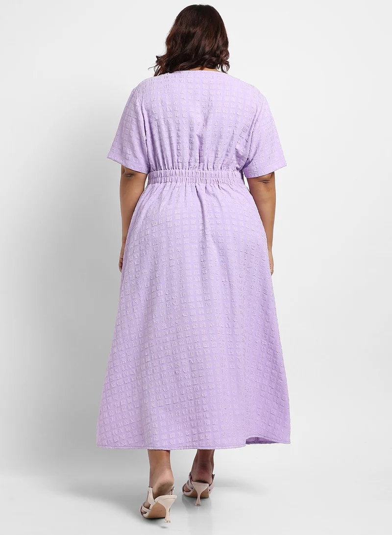 Instafab Plus Textured Wrap Midi Dress