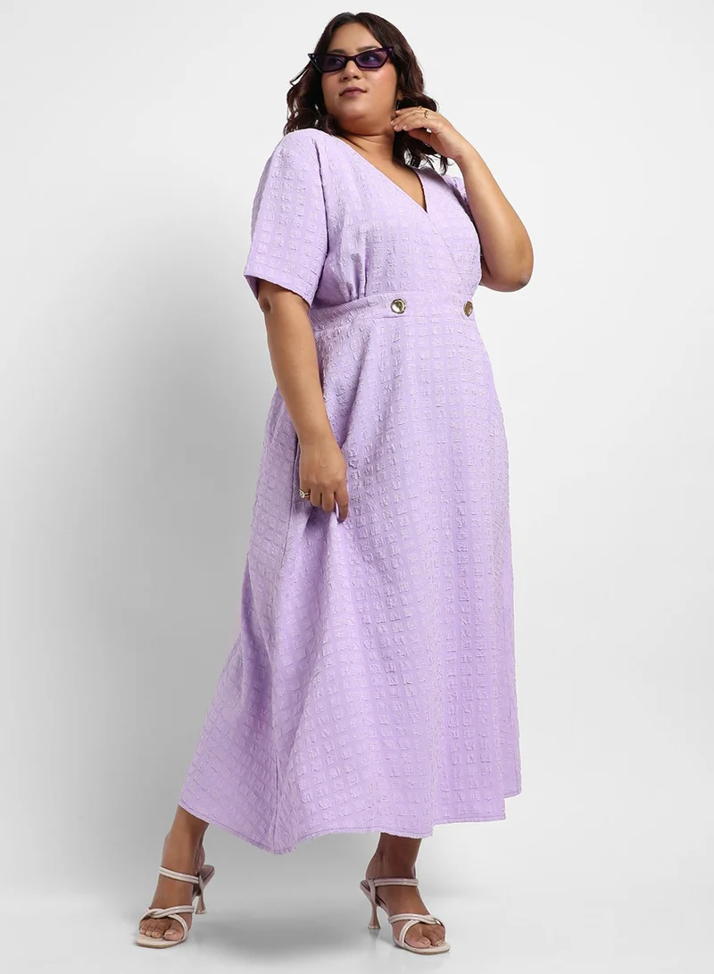 Instafab Plus Textured Wrap Midi Dress