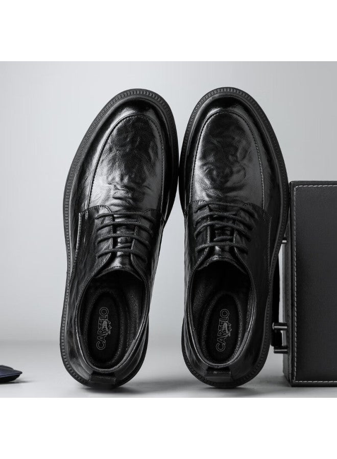 Cartelo British Style Textured Leather Men's Business Soft Cowhide Dress Shoes 9758 Black Size 39 - Image 5