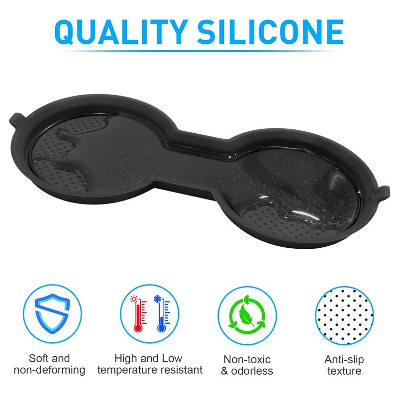 KENTUTO for Tesla Model 3 Accessories 2021-2023 Model Y 2021-2024 2025 Cup Holder Inserts Center Console Liner Coasters Mat Pad Interior Decoration 3D Silicone (Black Trim, 3 pcs) - Image 5