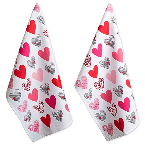 DII Valentine's Day Collection Kitchen, Dishtowel Set, 18x28, Hearts Collage, 2 Piece - Image 1