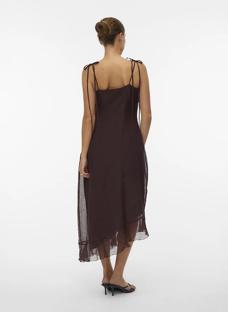 Vero Moda  Women's VMSABRINA Black Scarf Flounce Dress Woven for Women | Best Price UAE