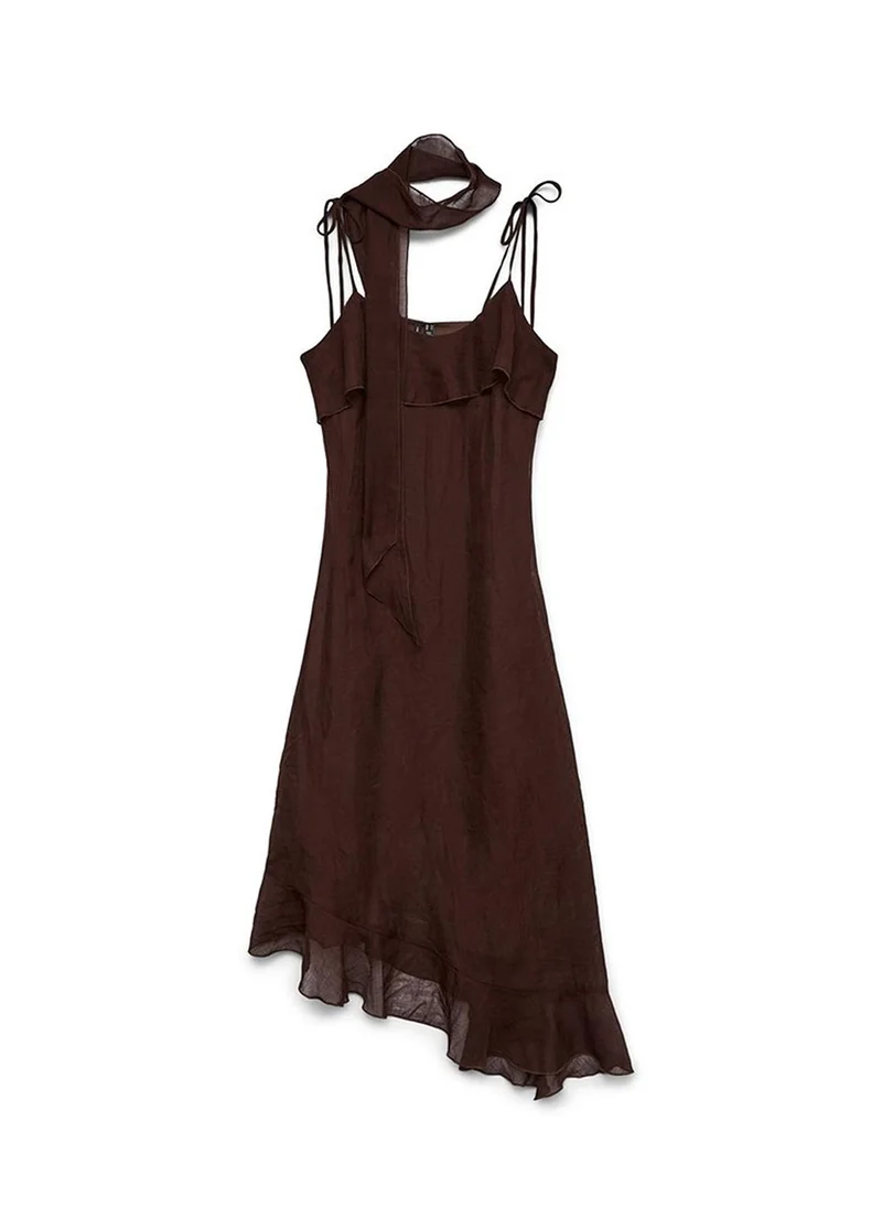 Vero Moda  Women's VMSABRINA Black Scarf Flounce Dress Woven for Women | Best Price UAE