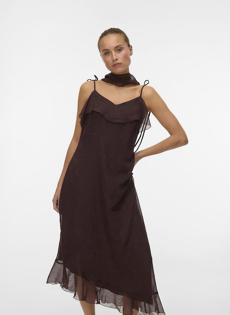 VERO MODA Women's VMSABRINA Black Scarf Flounce Dress Woven - Image 1