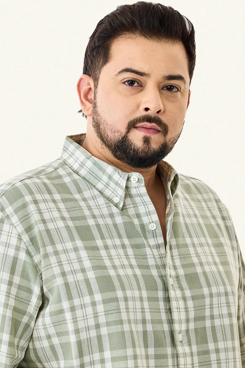 SNITCH قميص كاروهات مقاس كبير من مزيج الكتان