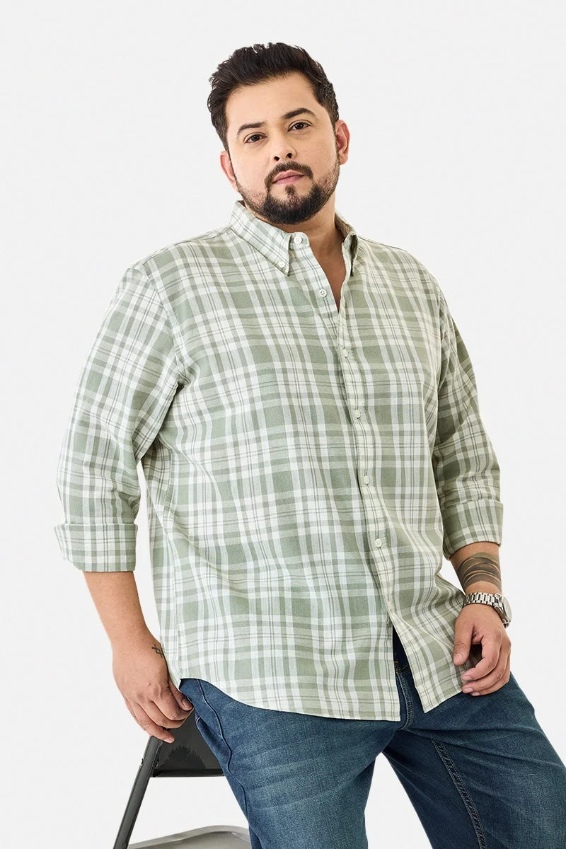 سنيتش قميص كاروهات مقاس كبير من مزيج الكتان