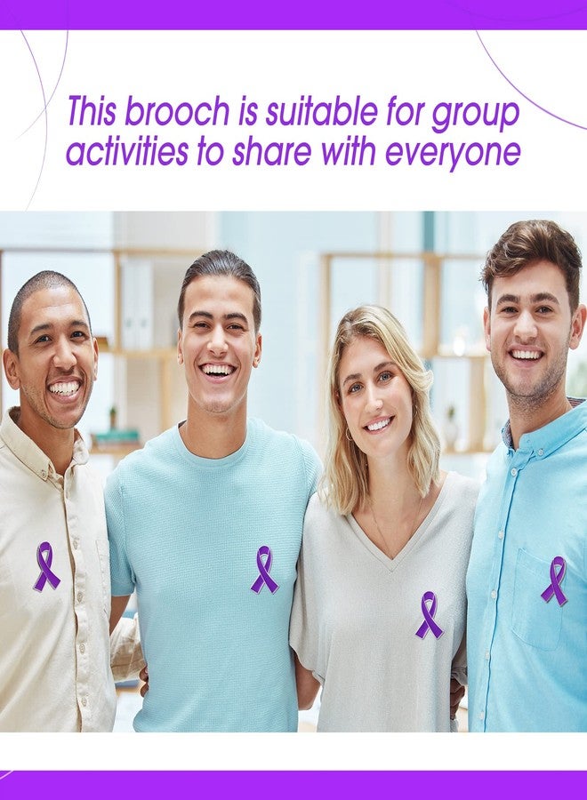 هانايف، 100 قطعة من دبابيس التوعية بشريط أرجواني، عبوة فردية بالجملة، بروش توعية لمستلزمات جمع التبرعات الخيرية العامة - Image 5